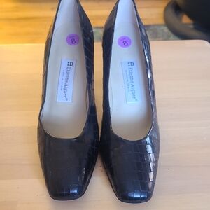 Etienne Aigner Dark Croc-Embossed Heels